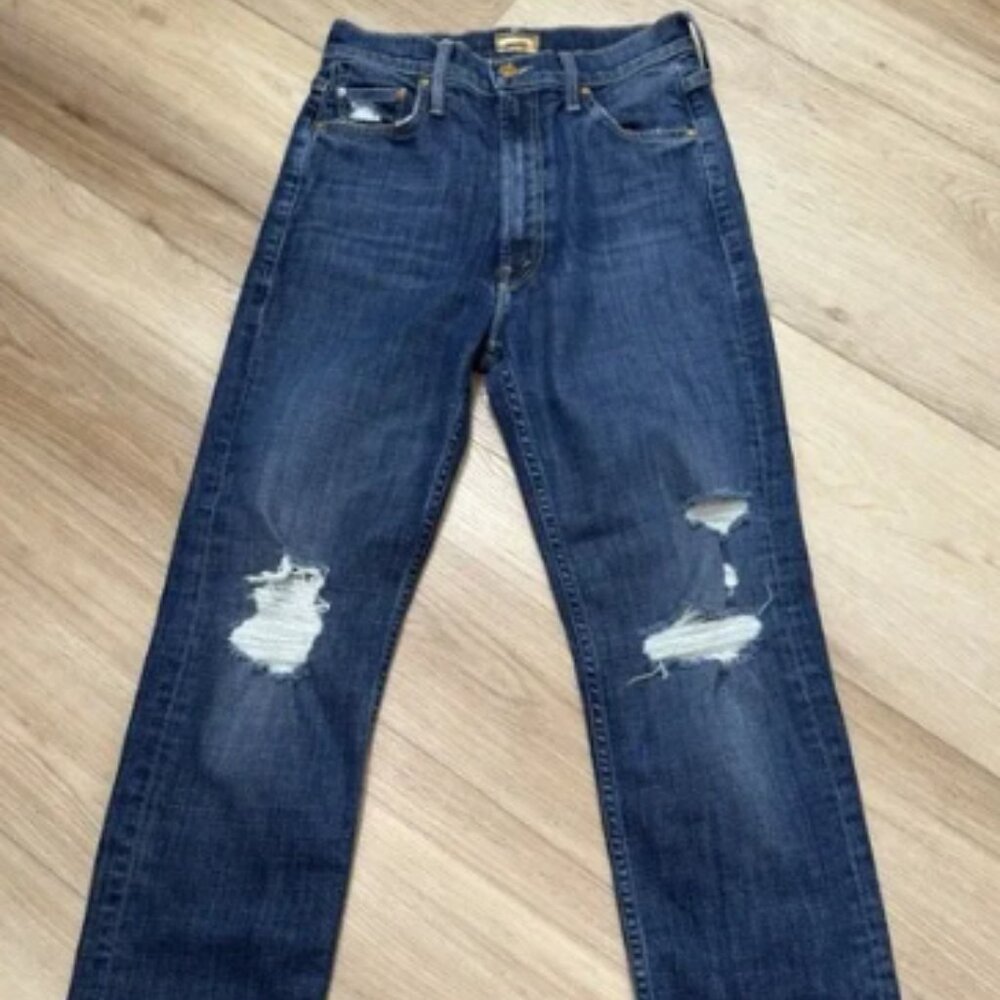 Mother High Waisted Looker Ankle Fray Jeans In Wicked Wildflower size 26 USA